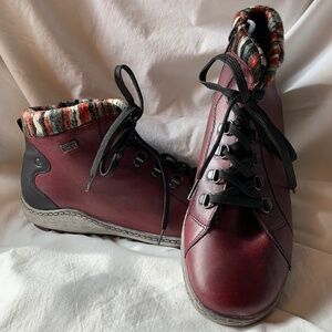 Remonte Red and Black Ankle Booties with Classic Silhouette